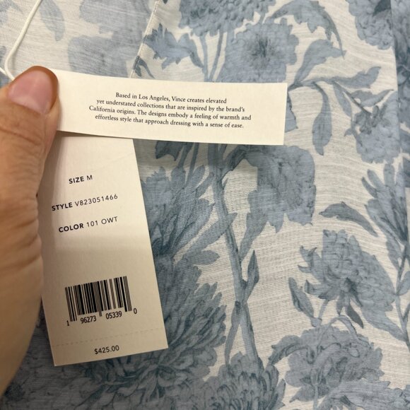 NWT Vince Dahlia floral print V neck high low women's midi dress size M - Picture 9 of 12